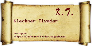 Kleckner Tivadar névjegykártya